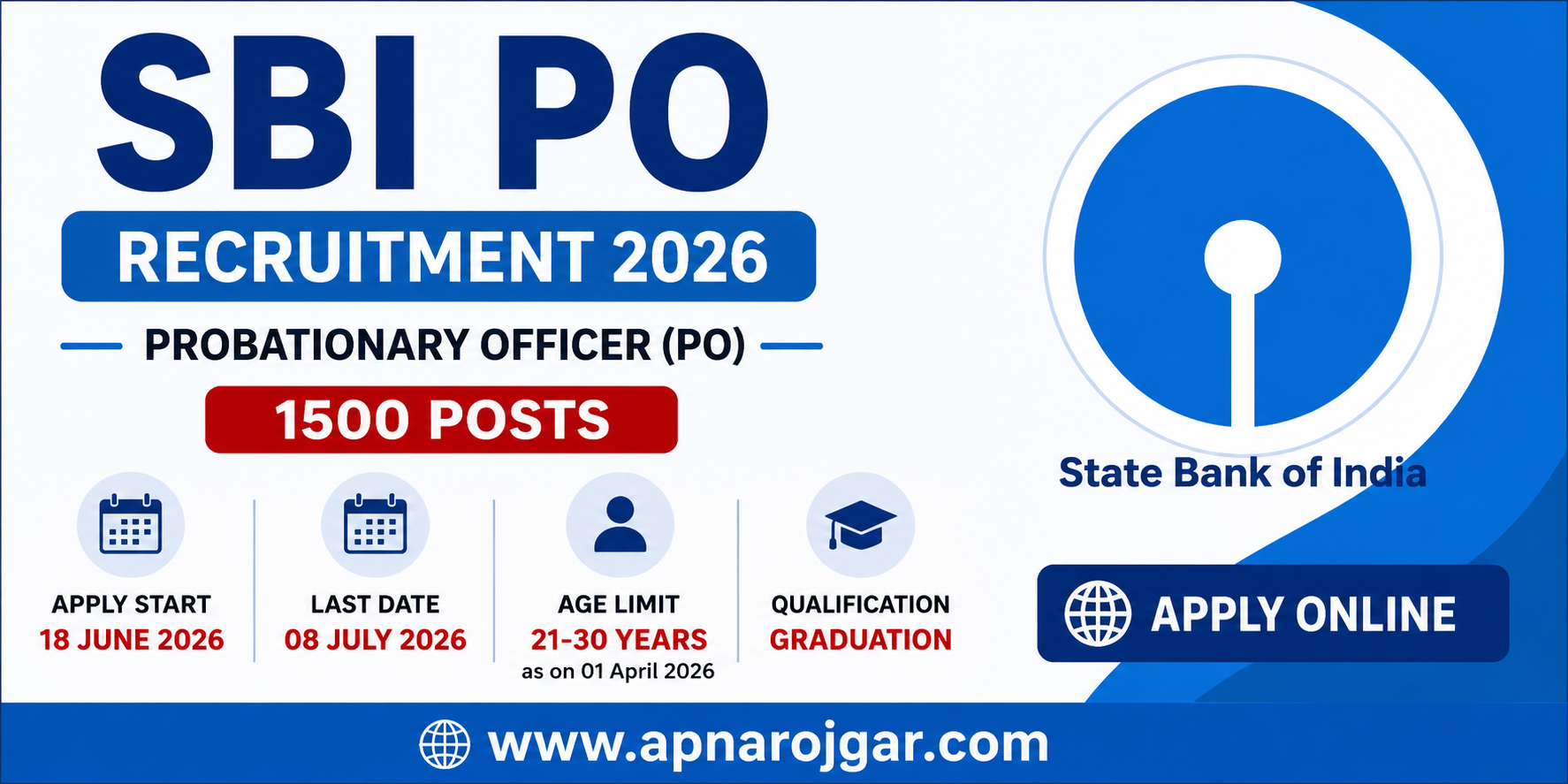 SBI PO Recruitment 2026 Apply Online Form Poster